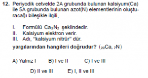 9. Sınıf Kimya Test 12 Soru 12