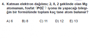 9. Sınıf Kimya Test 12 Soru 4