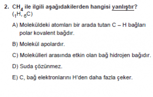 9. Sınıf Kimya Test 14 Soru 2