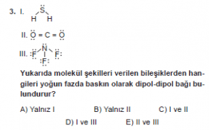 9. Sınıf Kimya Test 14 Soru 3