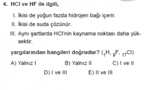 9. Sınıf Kimya Test 14 Soru 4