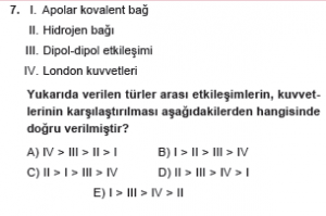 9. Sınıf Kimya Test 14 Soru 7