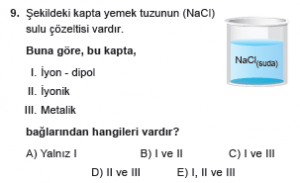 9. Sınıf Kimya Test 14 Soru 9