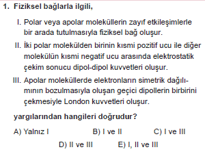 9. Sınıf Kimya Test 15 Soru 1