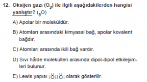9. Sınıf Kimya Test 15 Soru 12