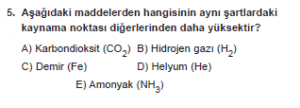 9. Sınıf Kimya Test 15 Soru 5