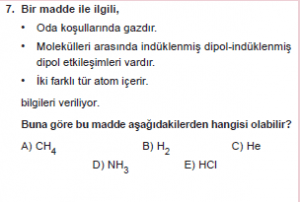 9. Sınıf Kimya Test 15 Soru 7