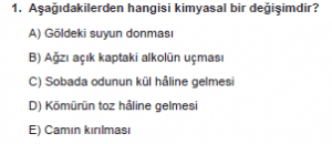 9. Sınıf Kimya Test 16 Soru 1
