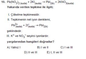 9. Sınıf Kimya Test 16 Soru 10