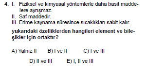 9. Sınıf Kimya Test 2 Soru 4