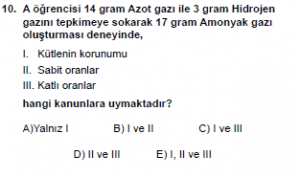 9. Sınıf Kimya Test 4 Soru 10