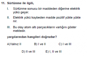 9. Sınıf Kimya Test 4 Soru 11