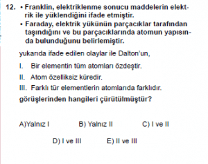 9. Sınıf Kimya Test 4 Soru 12