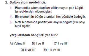 9. Sınıf Kimya Test 4 Soru 2