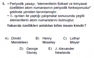 9. Sınıf Kimya Test 8 Soru 5