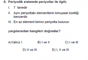 9. Sınıf Kimya Test 8 Soru 8