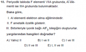 9. Sınıf Kimya Test 9 Soru 10