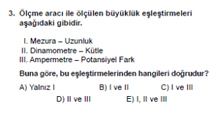 Mezun Fizik A Test 1 Soru 3