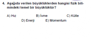 Mezun Fizik A Test 1 Soru 4
