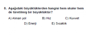 Mezun Fizik A Test 1 Soru 8