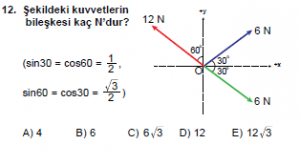 Mezun Fizik A Test 2 Soru 12