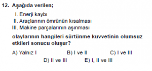 Mezun Fizik A Test 3 Soru 12