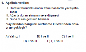 Mezun Fizik A Test 3 Soru 4