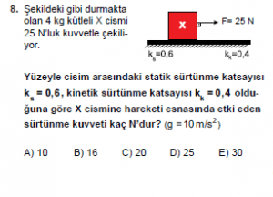 Mezun Fizik A Test 3 Soru 8