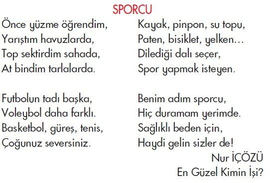 Oyun ve Spor Teması Neler Biliyorum Neler Yapabiliyorum 1. Sorunun Cevabı