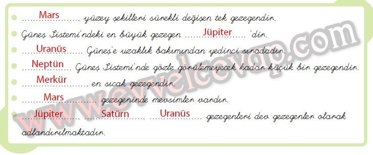 Uzay 6. Etkinlik Cevabı