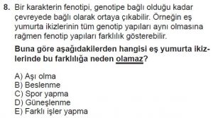 10. Sınıf Biyoloji Test 10 Soru-8