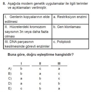 10. Sınıf Biyoloji Test 17 Soru-8