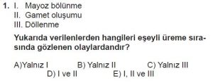 10. Sınıf Biyoloji Test 5 Soru-1