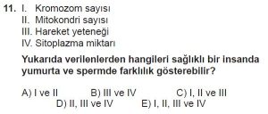 10. Sınıf Biyoloji Test 5 Soru-11
