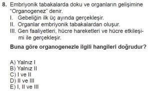 10. Sınıf Biyoloji Test 9 Soru-8