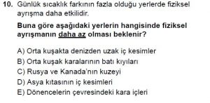 10. Sınıf Coğrafya Test 4 Soru-10