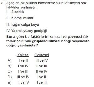11. Sınıf Biyoloji Test 2 Soru-8