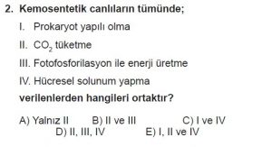 11. Sınıf Biyoloji Test 3 Soru-2