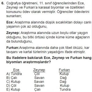 11. Sınıf Coğrafya Test 1 Soru-6