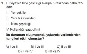 11. Sınıf Coğrafya Test 2 Soru-1