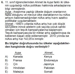 11. Sınıf Coğrafya Test 4 Soru-6