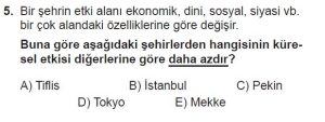 11. Sınıf Coğrafya Test 5 Soru-5
