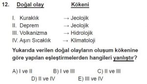 12. Sınıf Coğrafya Test 1 Soru-12