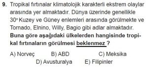 12. Sınıf Coğrafya Test 1 Soru-9