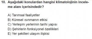 12.lar Sınıf Coğrafya Test 1 Soru-10