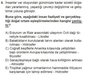 12.lar Sınıf Coğrafya Test 1 Soru-4