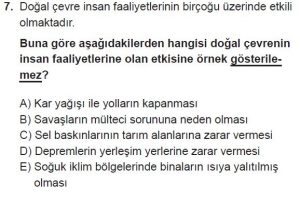 12.lar Sınıf Coğrafya Test 1 Soru-7