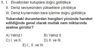 12.lar Sınıf Coğrafya Test 11 Soru-1