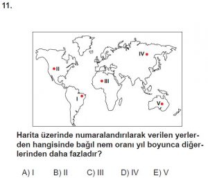 12.lar Sınıf Coğrafya Test 11 Soru-11
