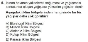 12.lar Sınıf Coğrafya Test 11 Soru-5